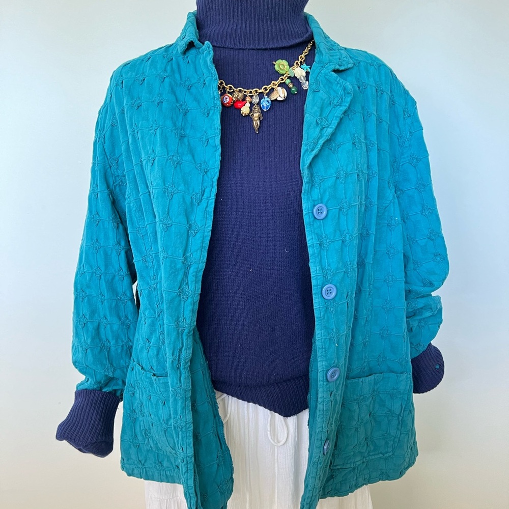 Vintage Teal Quilted Jacket by Focus